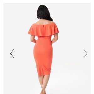 Unique Vintage Pantone Ruffle Sophia Wiggle Dress